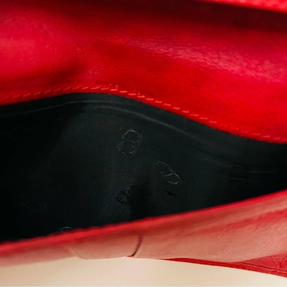 Vintage Christian Dior Red Pebbled Leather Continental Wallet